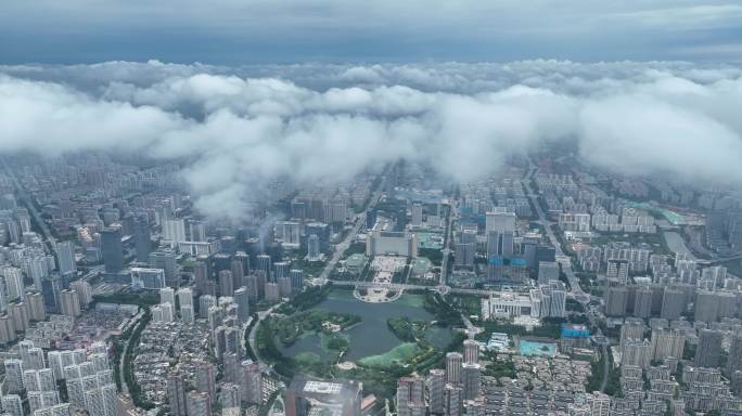 超高空航拍临沂市人民政府五洲湖