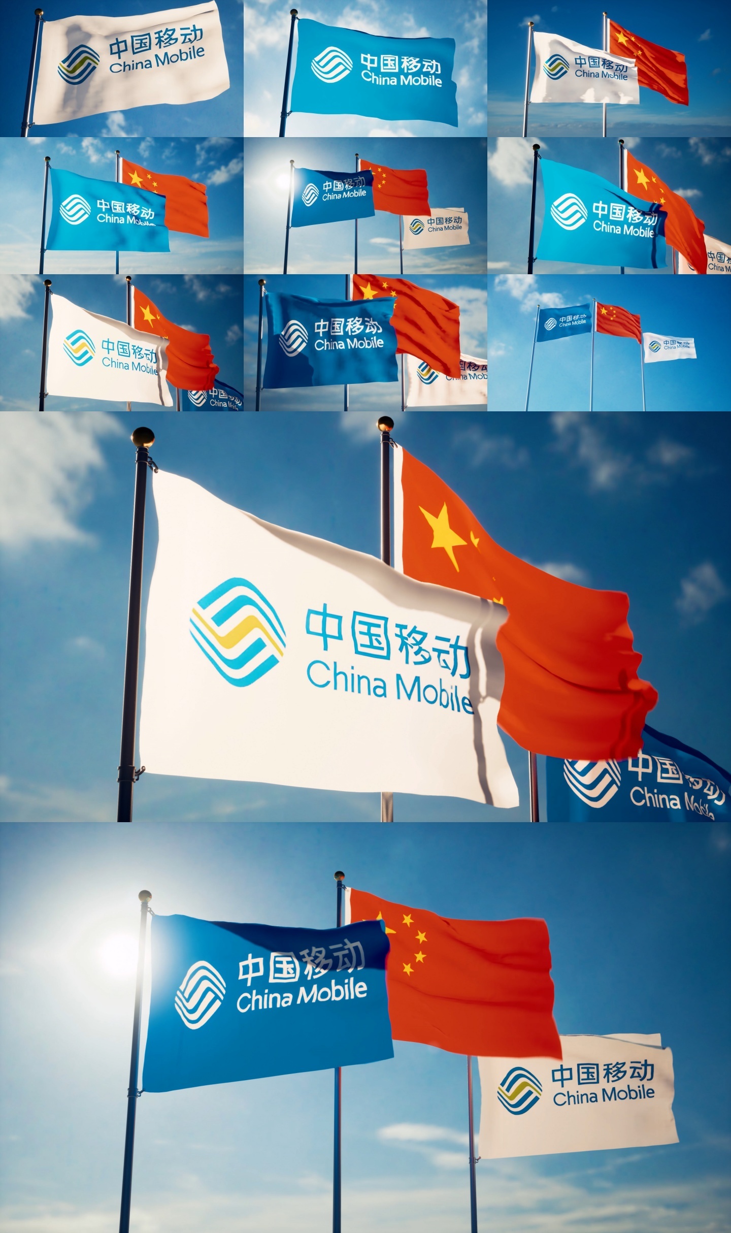 中国移动旗帜飘扬中国移动通信logo