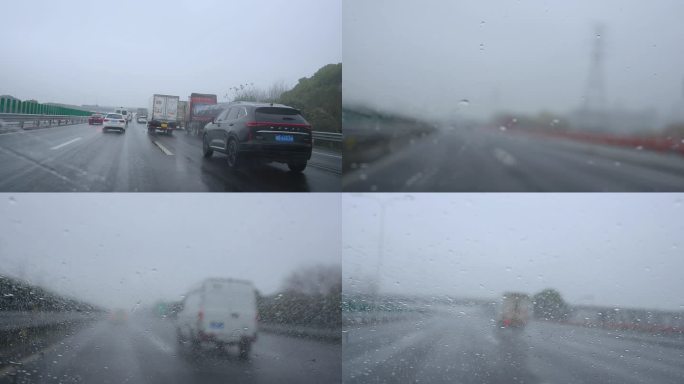 高速 下雨  汽车