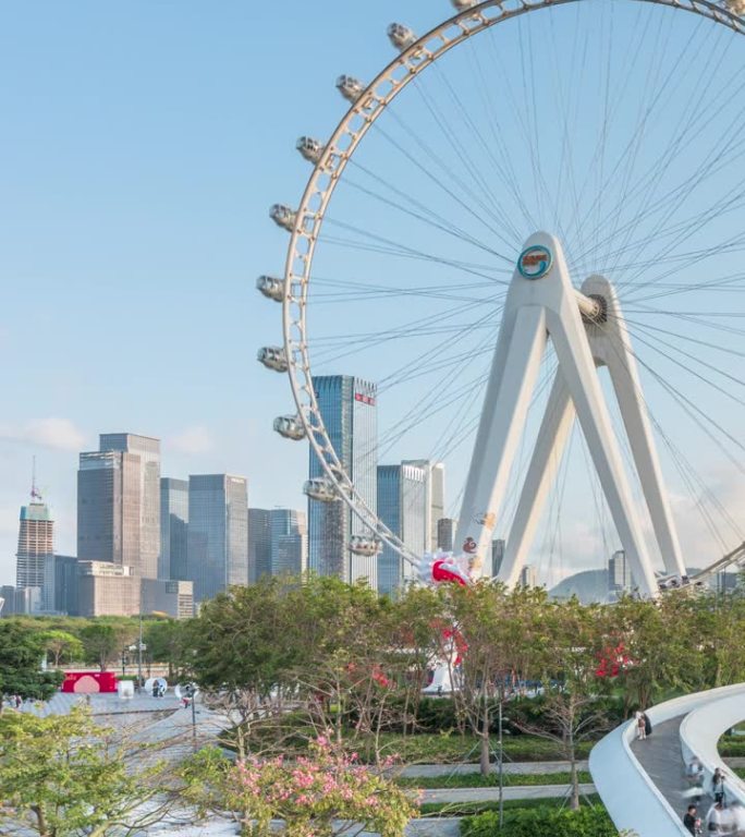 旋转摩天轮和深圳城市天际线建筑群