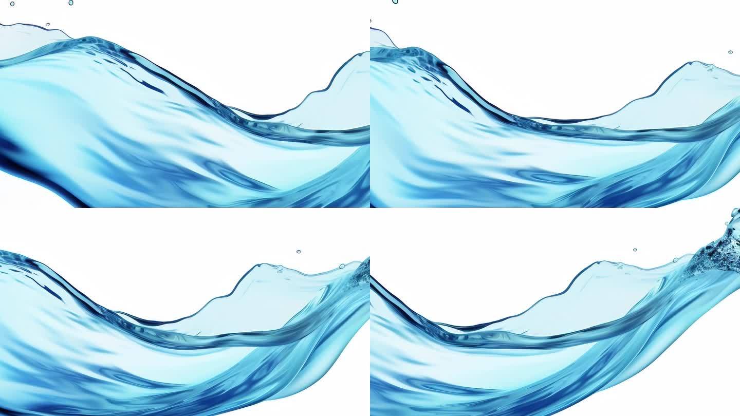 蓝色夏日清新水面上飘动的布料3D渲染