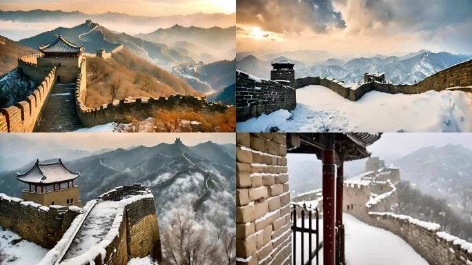 中国长城 冬天 雪景 北京旅游 北京地标