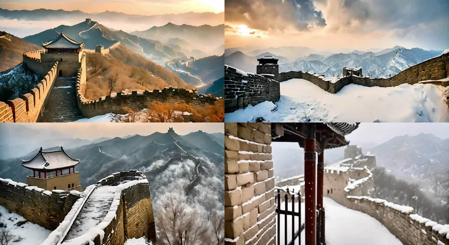 中国长城 冬天 雪景 北京旅游 北京地标