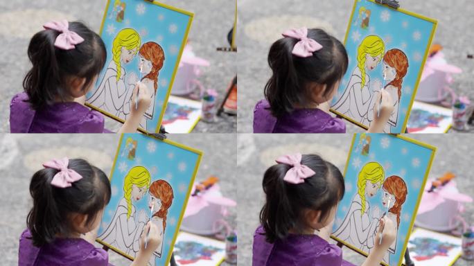 4K 小女孩 画画 儿童 艺术