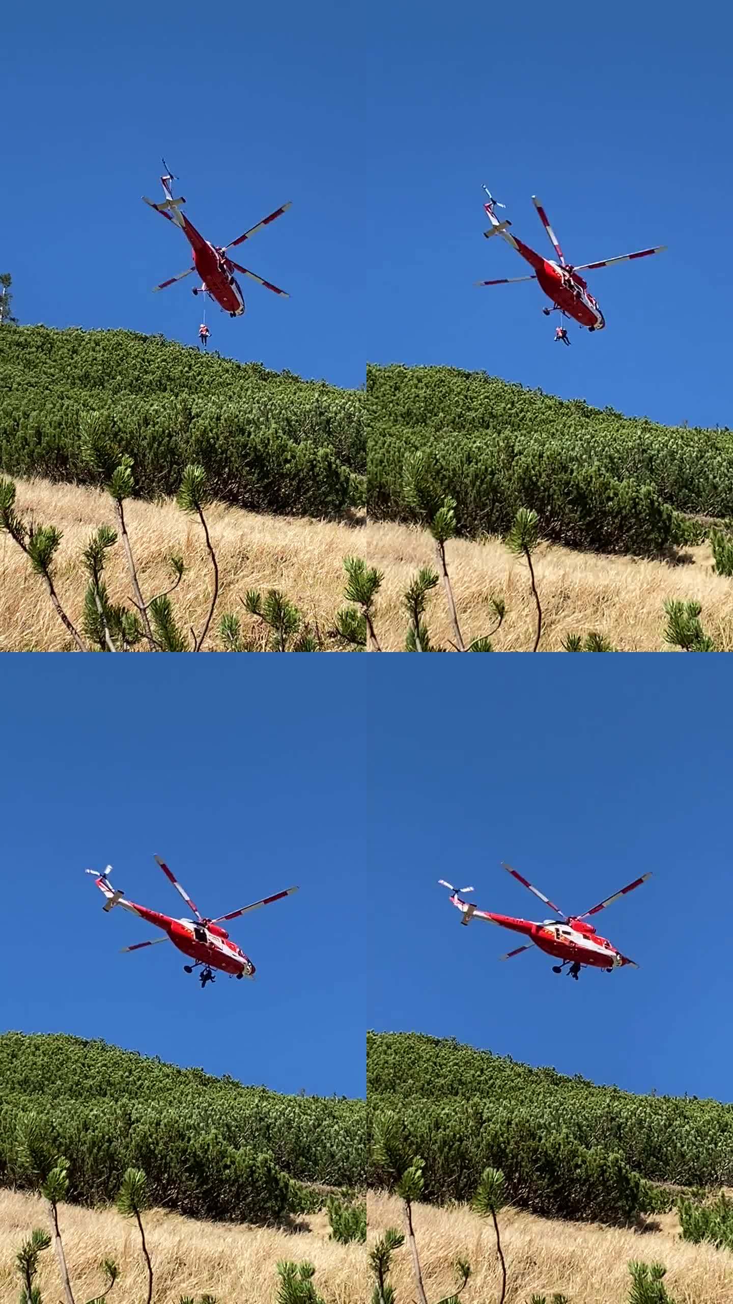 山里的救援直升机。