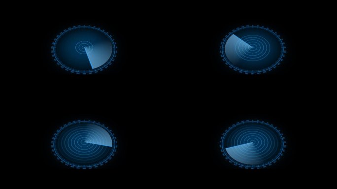 3D雷达搜索动画。雷达Hud技术信号波动画。定位探测军事监视技术。