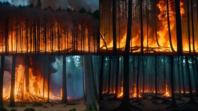 森林火灾现场大火