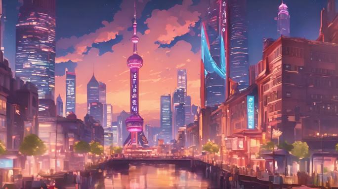 上海东方明珠夜景艺术