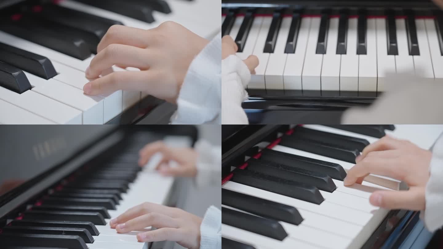 女孩弹钢琴 琴键