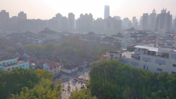 上海黄浦区豫园城隍庙航拍城市风景风光