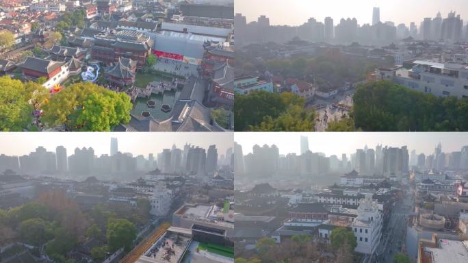 上海黄浦区豫园城隍庙航拍城市风景风光