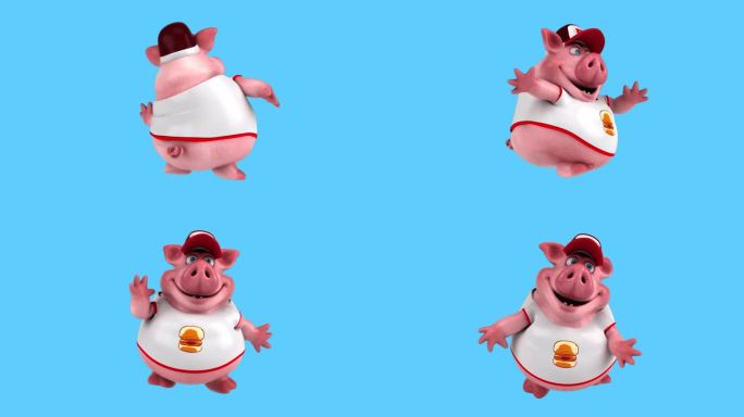 有趣的3D卡通猪跳舞(带alpha通道)