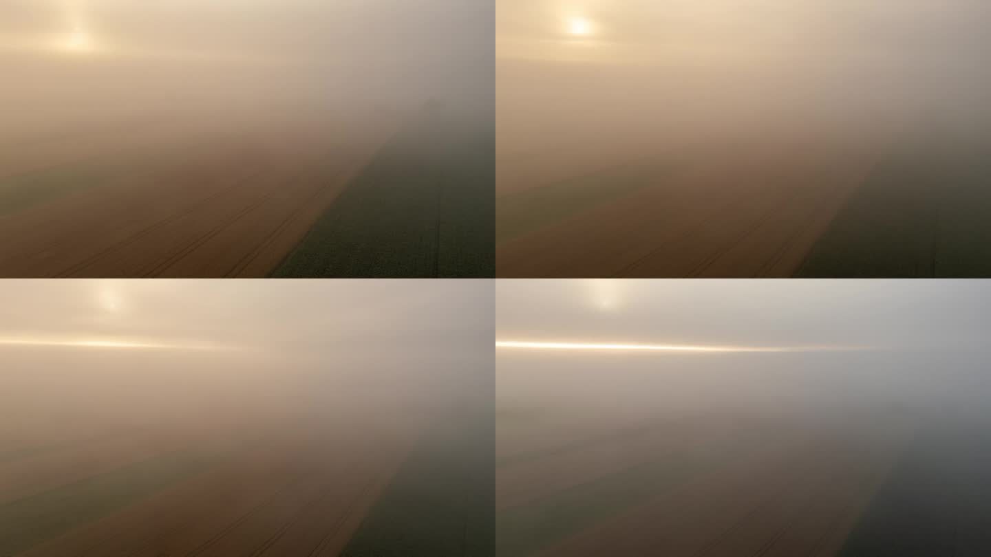 超延时延时太阳和雾在乡村景观