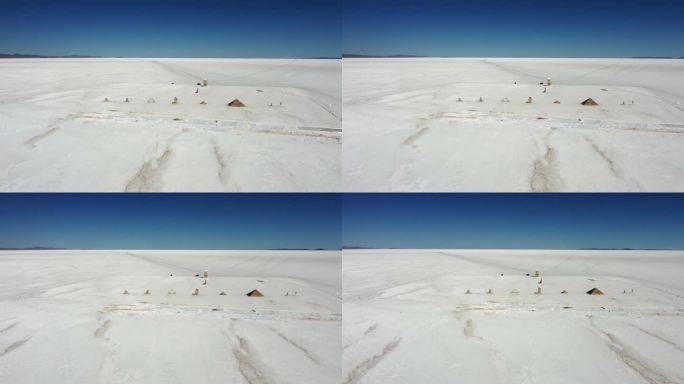 空中轨道在玻利维亚乌尤尼盐湖平原盐雕塑公园