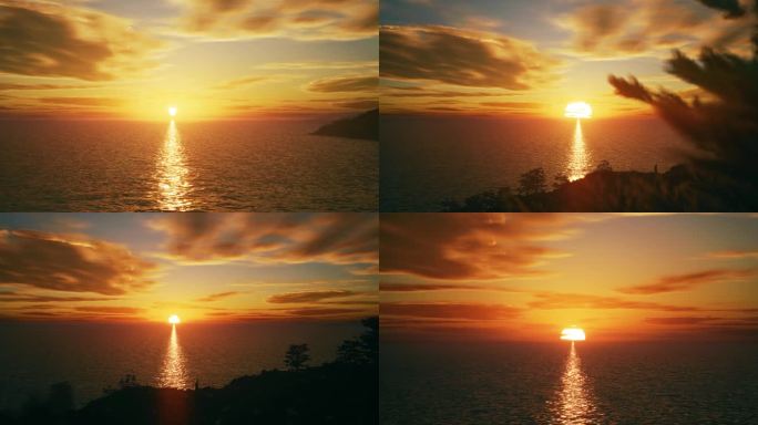 4K海面上的夕阳