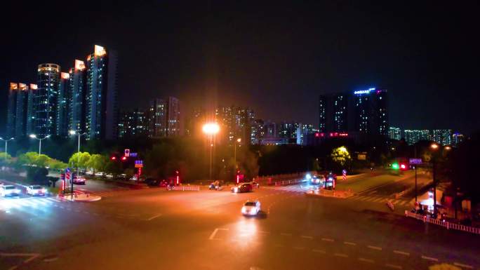 杭州钱塘新区云水城市夜景视频素材航拍