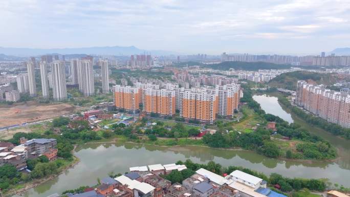 福州闽侯县大学城航拍福建风景风光