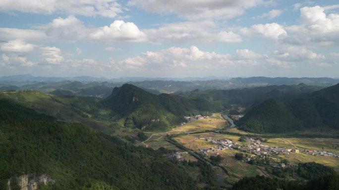 山间田野航拍延时