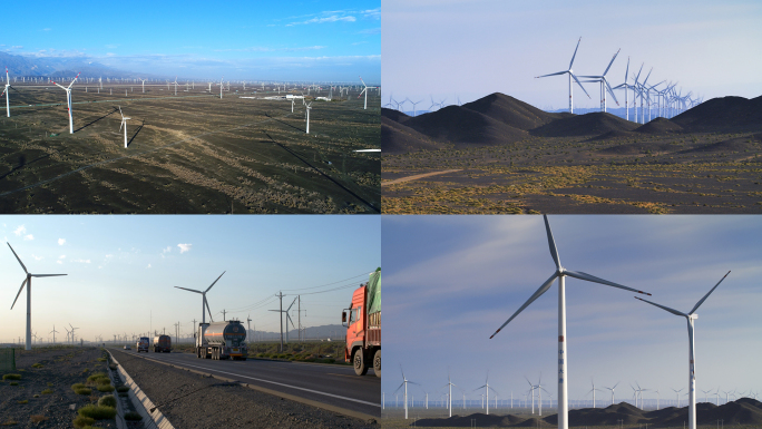 新疆风电场风力发电清洁能源碳中和风电风车