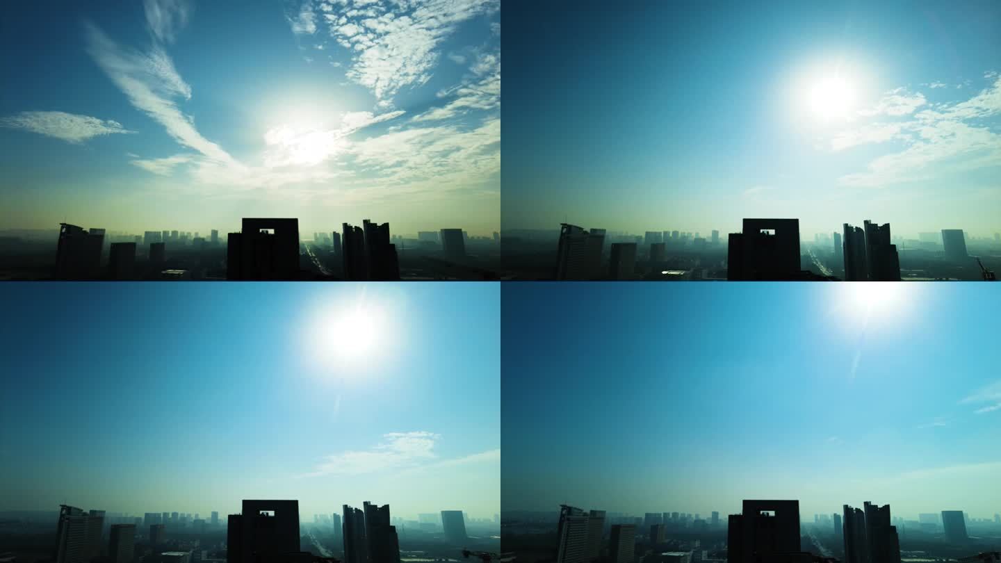 城市太阳升起延时摄影