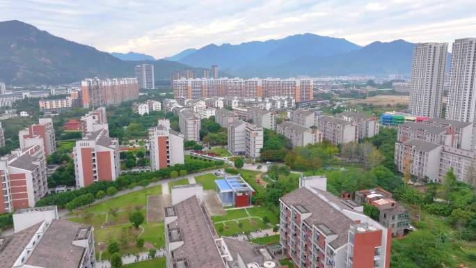 福州福建江夏学院大学城校区航拍校园风景风