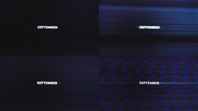 九月介绍文本故障像素排序效果在黑暗神秘的背景