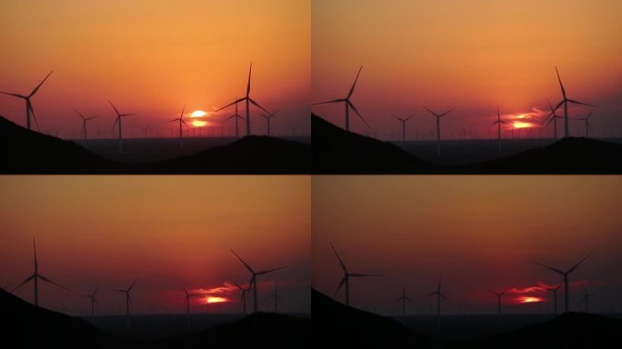 风力发电清洁能源碳中和风电延时风车