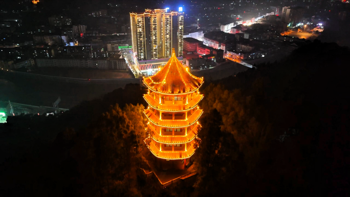 张家界桑植城市夜景 梅尼广场