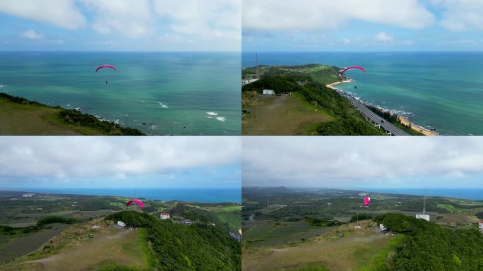 海南环岛旅游公路 滑翔伞运动跟拍