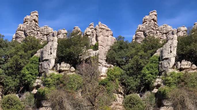 徒步游览Torcal de Antequerra国家公园，石灰岩岩层和以不同寻常的喀斯特地貌而闻名