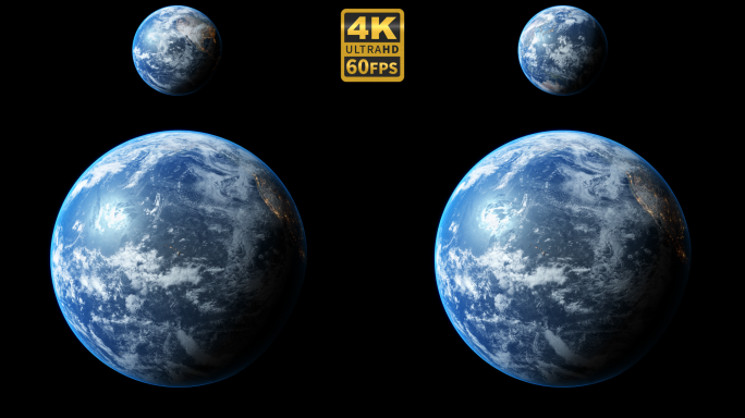 4K蓝色真实地球循环旋转透明背景