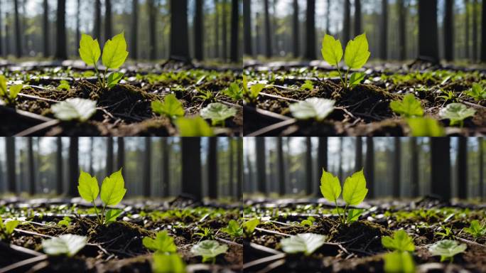 绿色春暖花开植物生长万物复苏微距绿叶