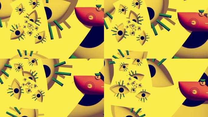 动画-黄色抽象极简几何背景与震动相机的效果