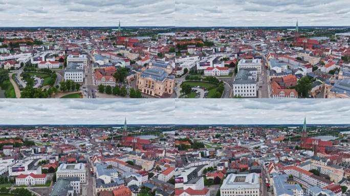 德国北部施维林历史城市中心鸟瞰图