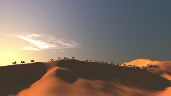 一带一路沙漠骆驼丝绸之路敦煌西域古代贸易