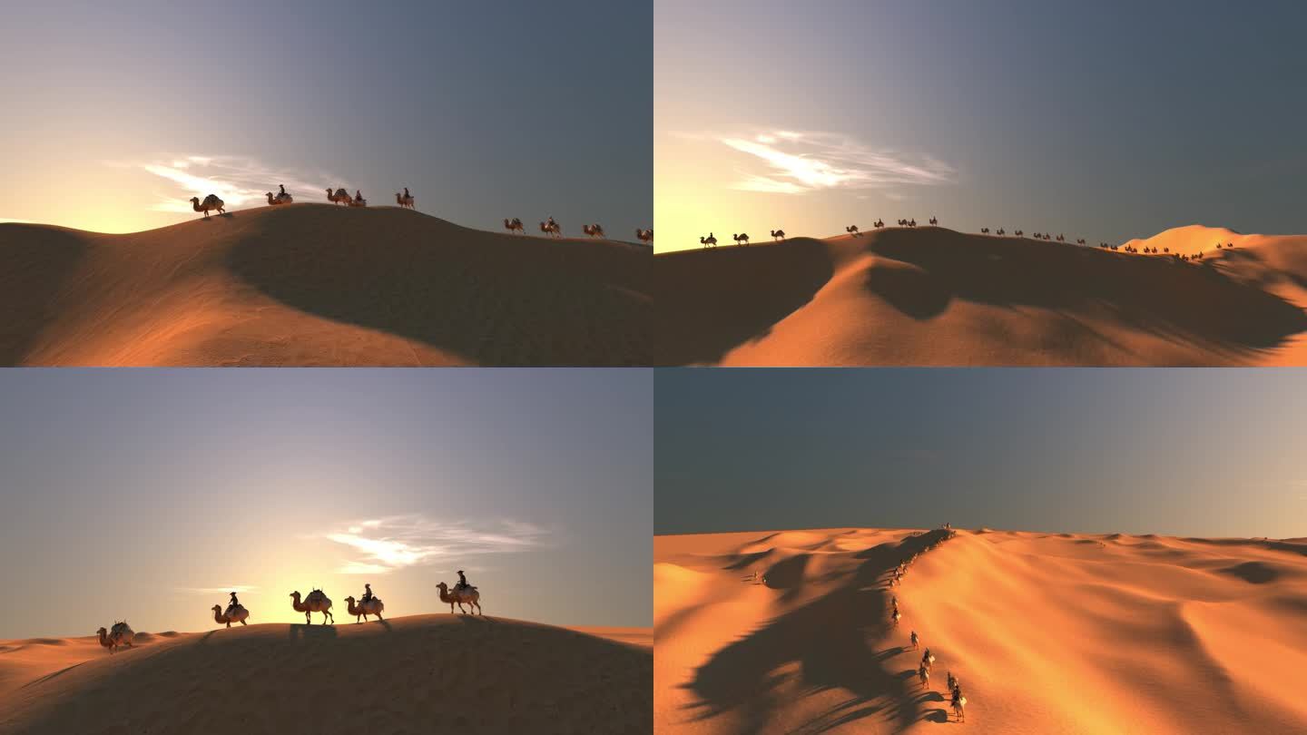 一带一路沙漠骆驼丝绸之路敦煌西域古代贸易