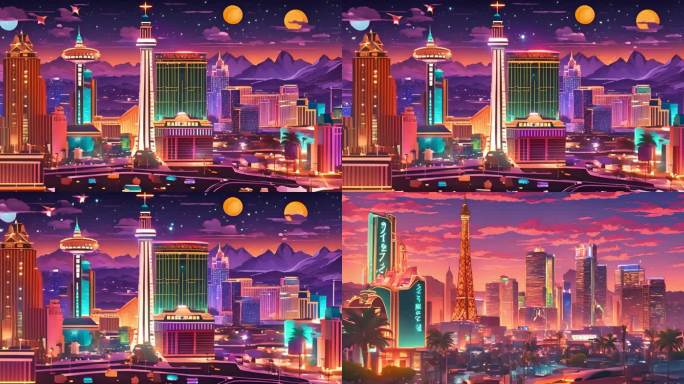 拉斯维加斯城市夜景版画艺术