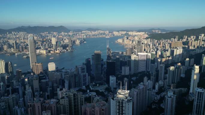 香港俯瞰维多利亚港4K航拍素材