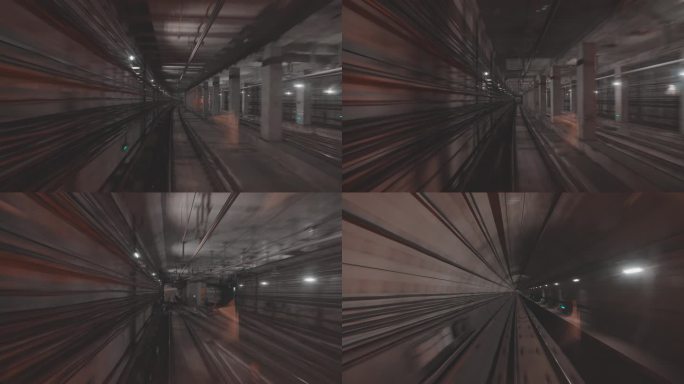 地铁隧道穿梭片头前进第一视角拍摄