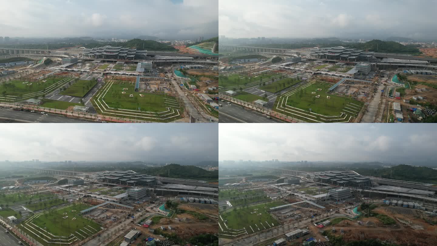 建设中的广汕高铁惠州南站航拍景观