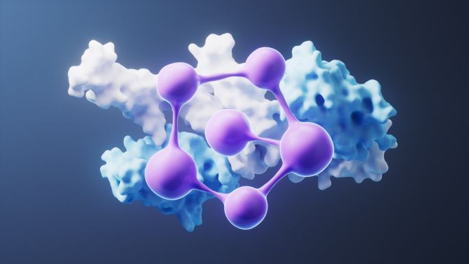 分子与蛋白质生物科技概念3D渲染