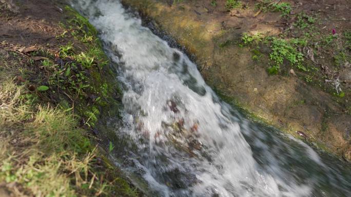 山泉水小溪流水特写