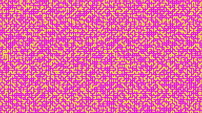 电路板图像循环背景与移动的粉红色和黄色直角线。