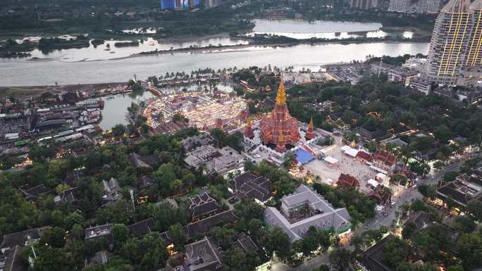 【11分】航拍夜景西双版纳景洪告庄西双景