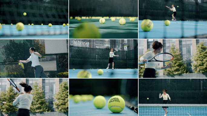 网球打网球美女打网球体育训练
