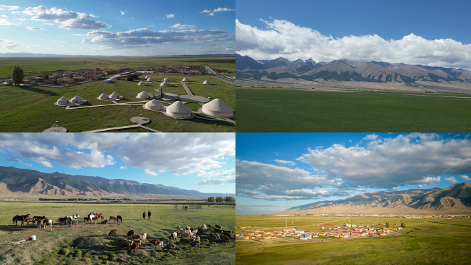 哈密巴里坤草原蒙古包雪山