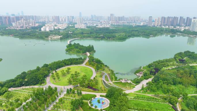 安徽省合肥市蜀山区翡翠湖景区城市地标风景