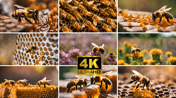 蜂蜜蜜蜂采蜜养蜂春天蜜蜂蜜蜂花朵花蕊