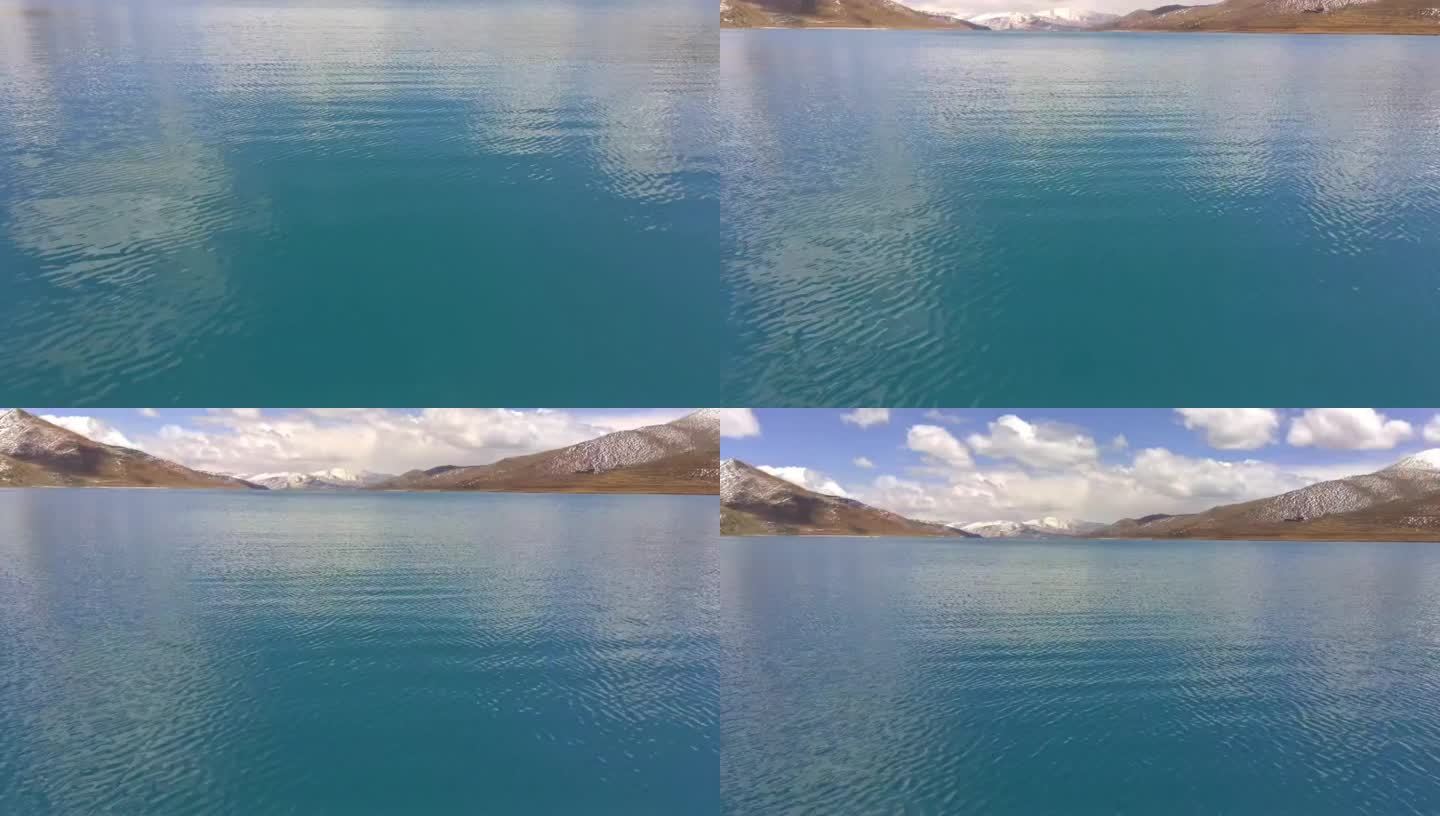 西藏羊湖水面航拍空镜4K超清