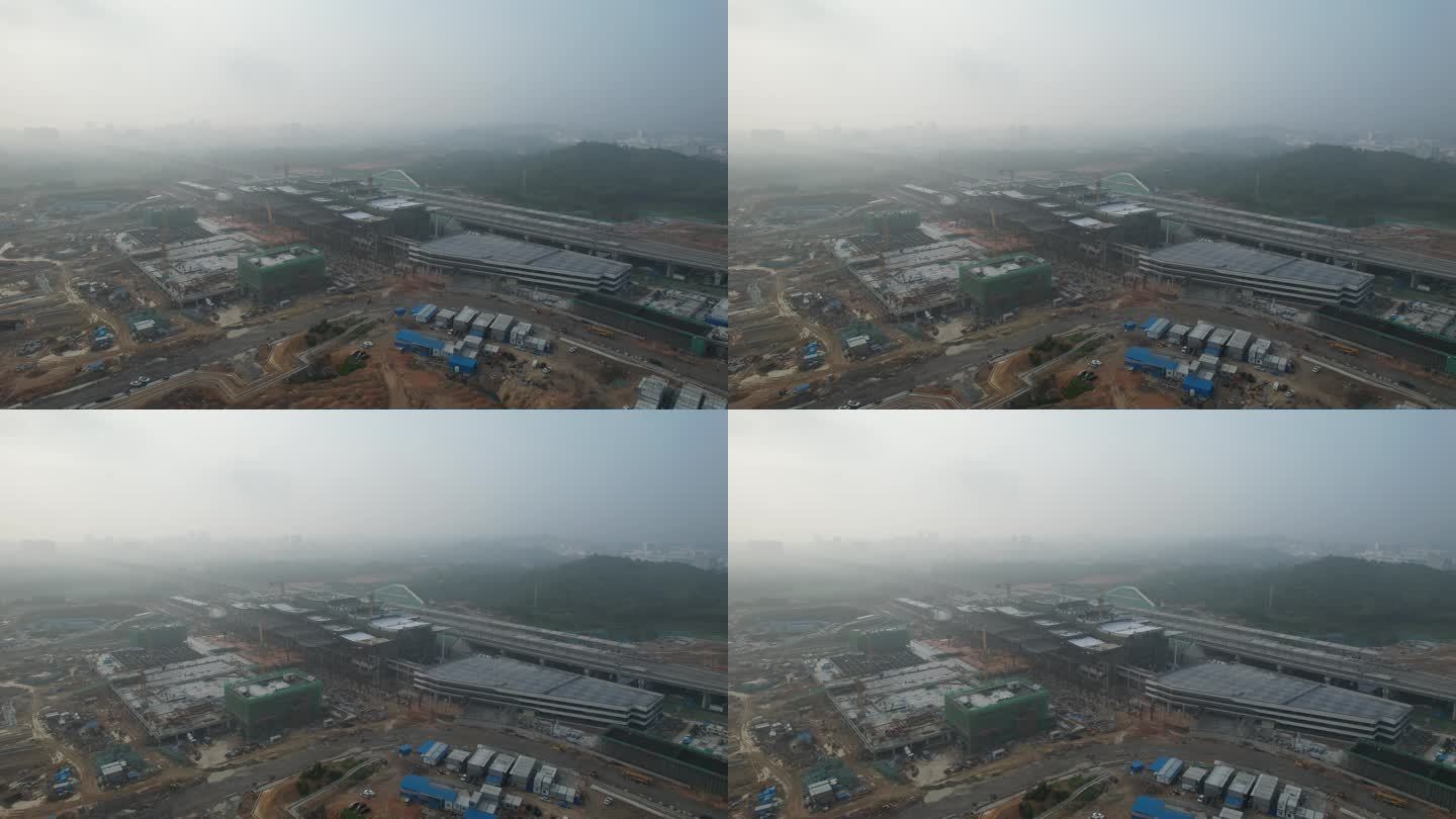 建设中的广汕高铁惠州南站航拍景观
